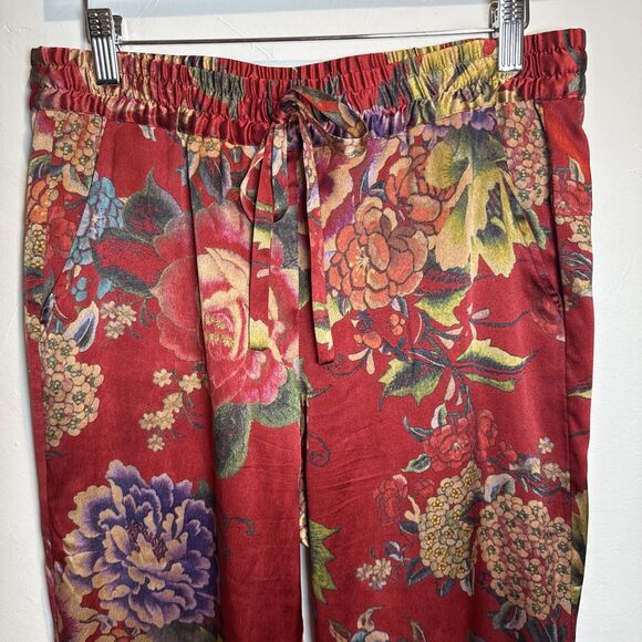 Biya Johnny Was Silk Floral Crop Pants Women's Size XS Pull On Pockets - Picture 2 of 16